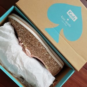 Rose Gold Kate Spade Glitter Keds size 8